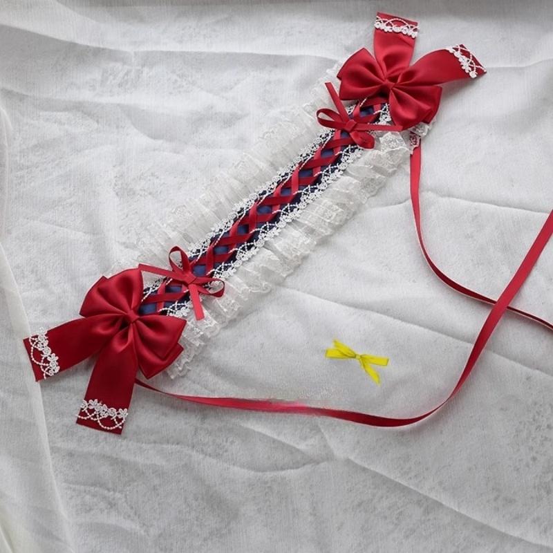 Sladká vlasová obruč Dívky Roztomilá volánková Cosplay čelenka Vlasová gumička Vlasové doplňky Krajka Mašle Stuha Ozdoba hlavy Lolita DIY Pokrývka hlavy