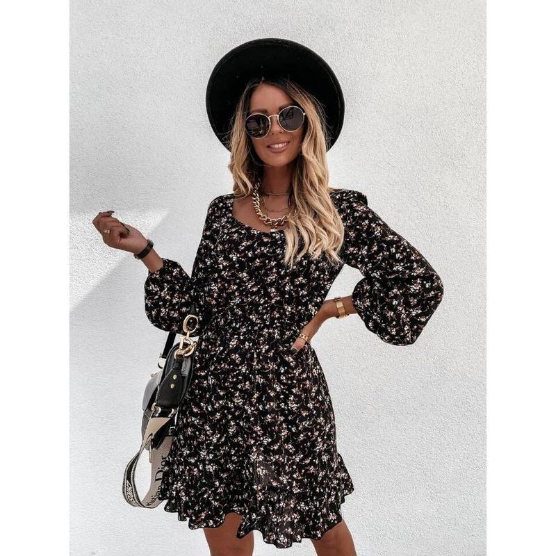 

Dress Fashion Wind New Arrival Long-Sleeved Red Dress Black S