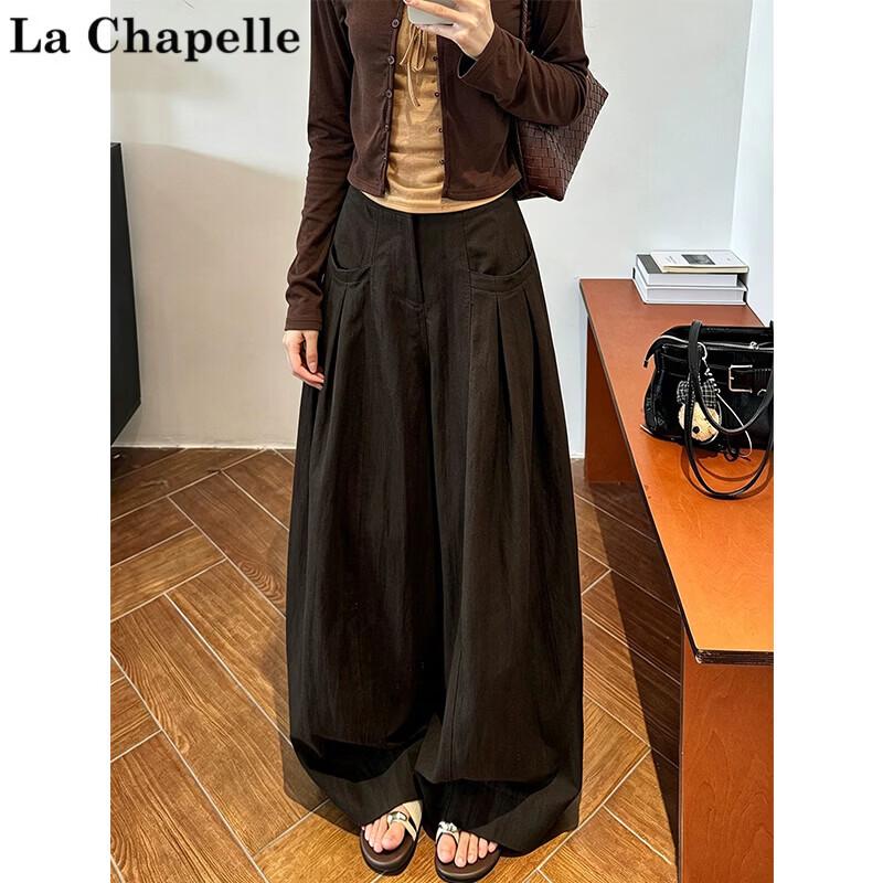 La Chapelle Women's Pleated High-Waisted Wide-Leg Trousers