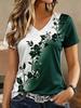 Fashion Floral Flower 3D Print T-Shirts Women Short Sleeve V-Neck T Shirt Streetwear Casual Top Y2k Harajuku Tee Female Clothing