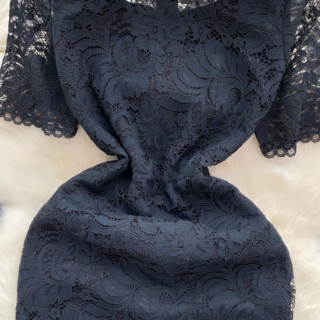 Summer Women Solid Lace Office Work Slim Bodycon Pencil Dresses