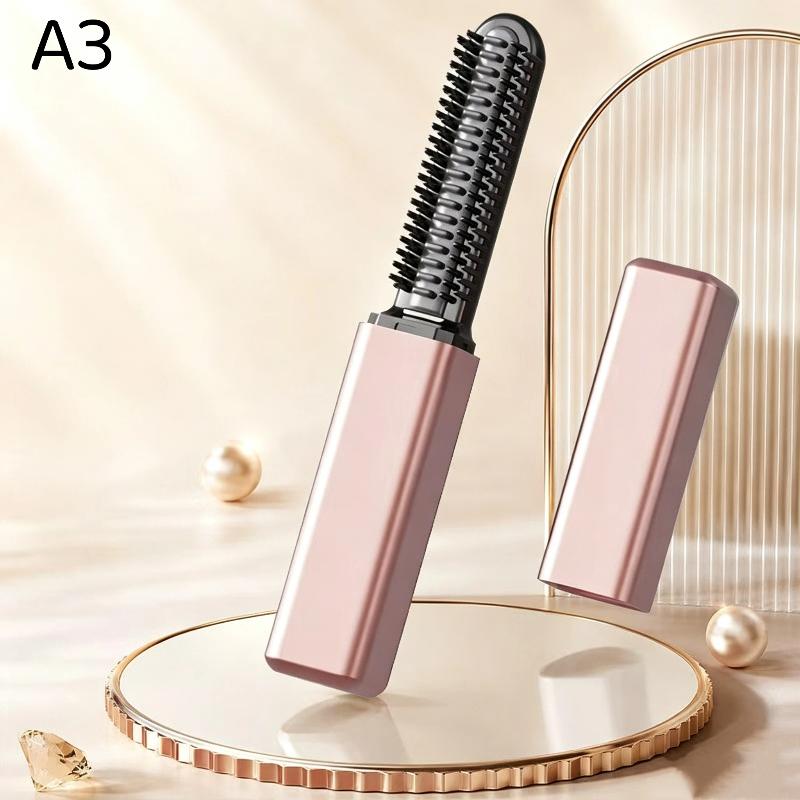 Mini Portable Straight Hair Comb Set Wireless Charging Curling Iron Fast Heating Lightweight for Office Travel Bangs Touch Up