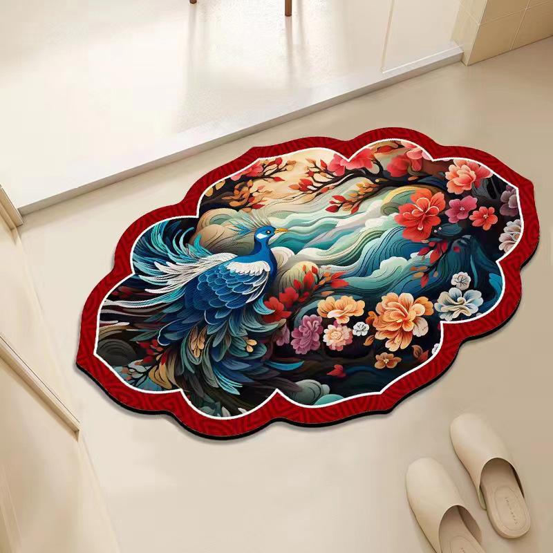 Chinese Floral Diatomaceous Earth Non-Slip Quick-Dry Floor Mat