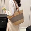 Summer striped shoulder commuter straw bag new large capacity casual fashion women's beach tote bag