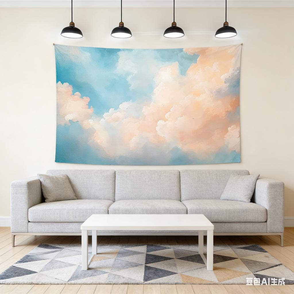 Pastel Sky Clouds Tapestry Abstract Oil Painting Style Wall Hanging for Living Room Bedroom Aesthetic Home Decor