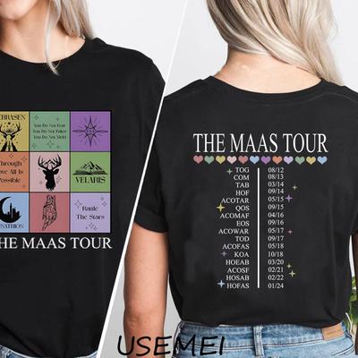 The Mass Tour Graphic T Shrts Sarah J Maas Tshirt Acotar Tshirt Cotton Short Sleeve Crescent City Merch SJM Merch Printed Tees