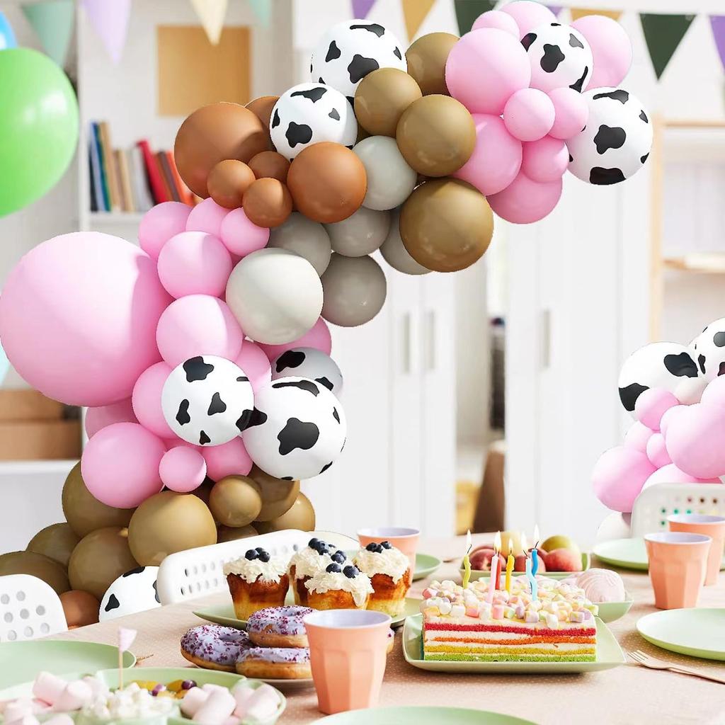 Cow Pattern Pink Balloon Decoration Set Birthday Party Party Store Decoration Balloon Background Arrangement