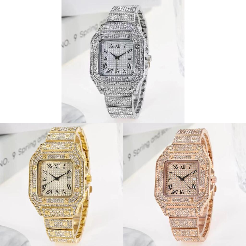 Modern Mens Square Watch With Diamond Inlay And Quartz Movement For Fashionable Office Wear
