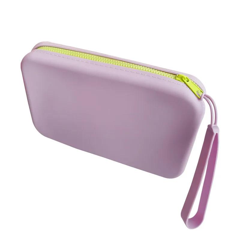 Multifunctional Waterproof Cosmetic Bag with Zipper Square Silicone Storage Bag Portable Travel Cosmetics and Toiletries Bag