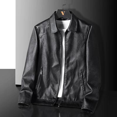 Herbst Herren Lederjacke Revers Herren PU Gewaschene Lederjacke Lederjacke Herren Top