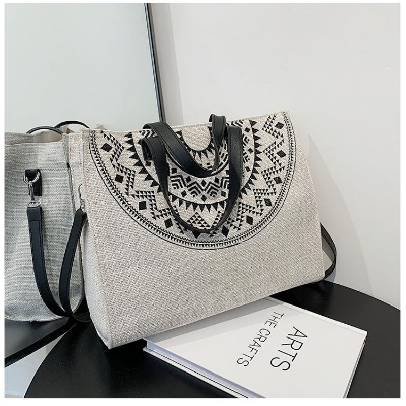 

Женская сумка, профессиональный пригородный портфель, большая вместительная сумка на плечо, модная холщовая сумка с принтом, простая большая сумка 35*12*30cm чёрный