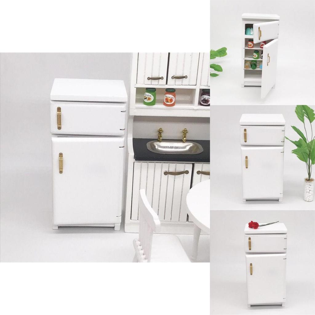 Enchanting White Birch Miniature Kitchen Refrigerator For 112 Dollhouse Decor