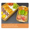 Wooden Handle Woven Rattan Basket Plastic Rattan Threads Woven Fruit Platter  Breakfast