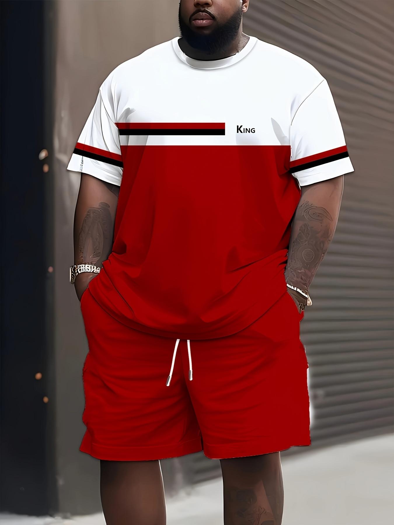 

Plus Size Men 3D Print Short Sleeve T-Shirt And Shorts Set S