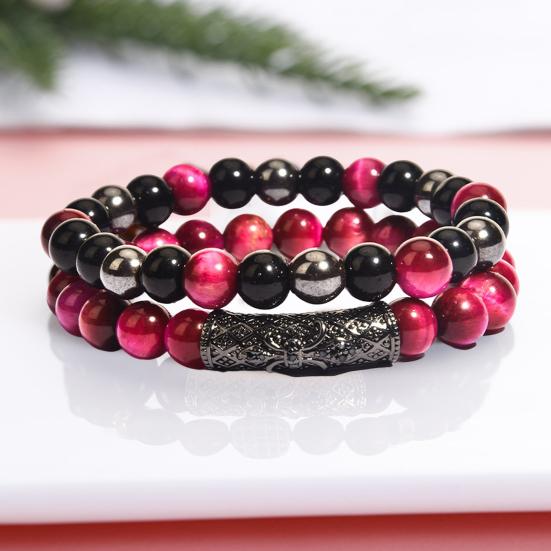 

Beads Bracelet Double Layer Buckle Stitching Triple Protection Beaded Elastic Rope Bring Luck
