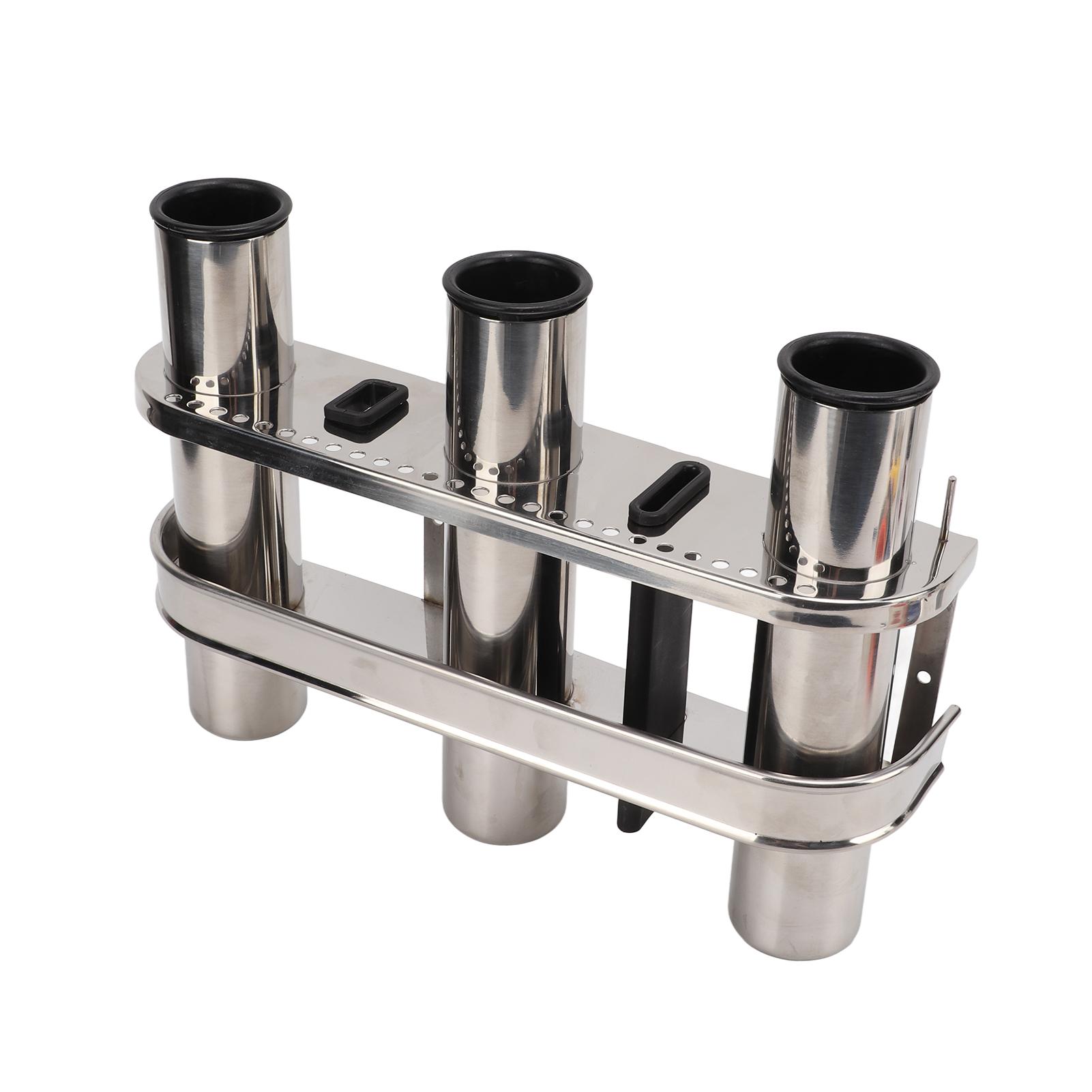 

Fishing Rod Holder Marine Stainless Steel 3 Tube Link Rod Holder Rod Pod with Toolbar for Marine Yacht Boat Truck RV