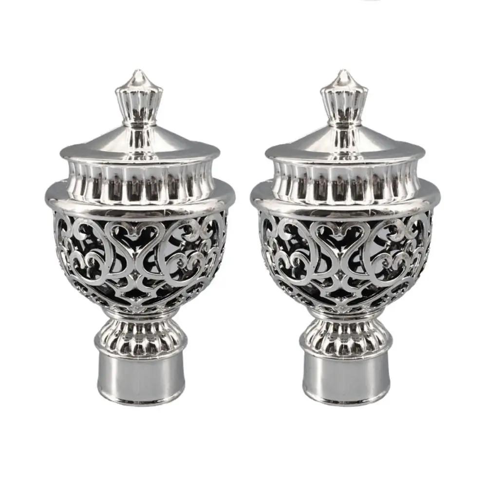 2pcs European Style Curtain Rod Cap Retro Roman Pole Curtain Rod Plug Drapery Rail End Practical Curtain Plastic Decorative Head