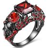 Gothic Purple Red Black Crystal Unique Black Skull Rings for Women Halloween Christmas Gifts Jewelry