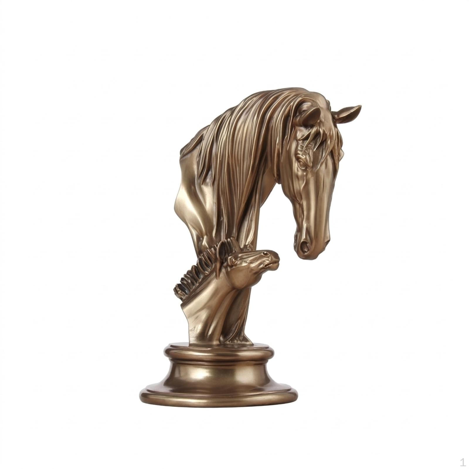 Horse Sculpture ColdCast Bronze Statue Lustrous Ornament for Art Collectors, Bookshelf,