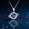 Exclusive Blue Planet Women's Necklace: Meteorite & Sapphire Zirconia Clavicle Chain