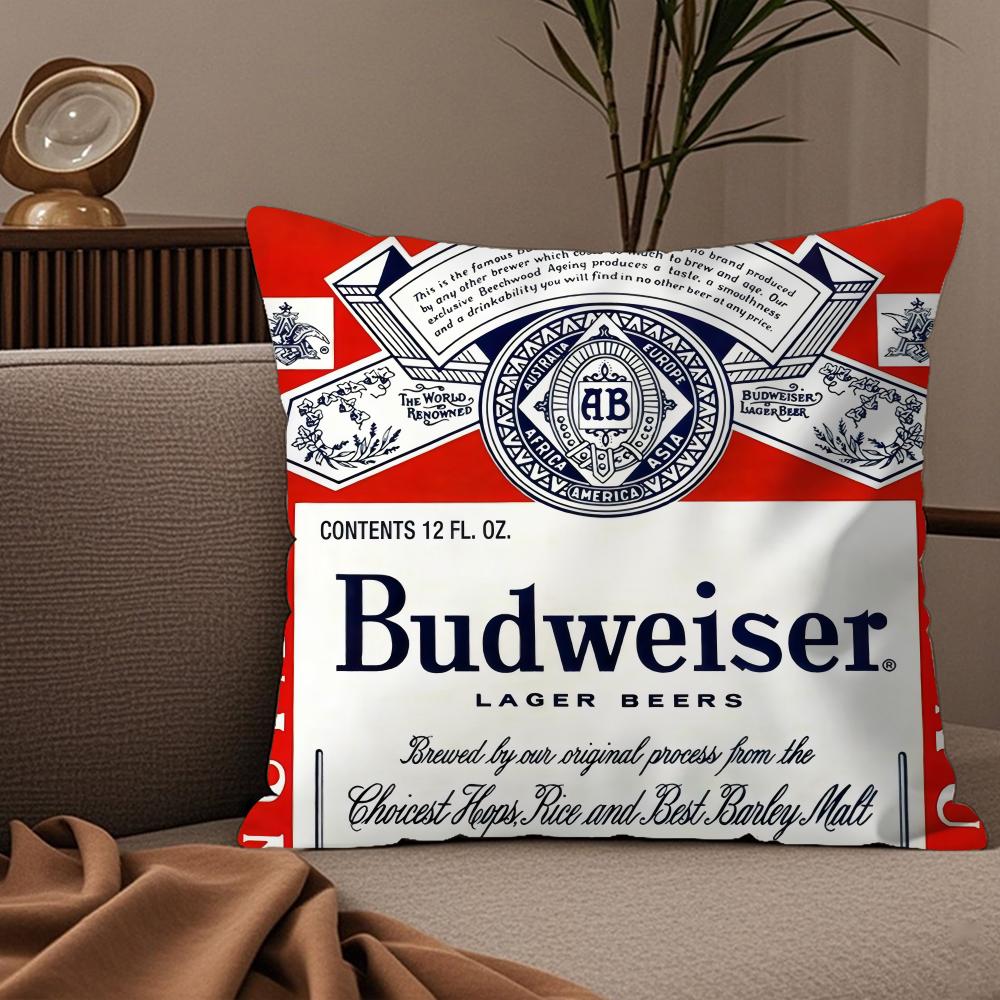 

Classic Beer BBudweiser Cushion Cover Plush Fabric Soft DoubleSided Printed Sofa Warm Winter Home Child Gift Pillow Case 30X30cm