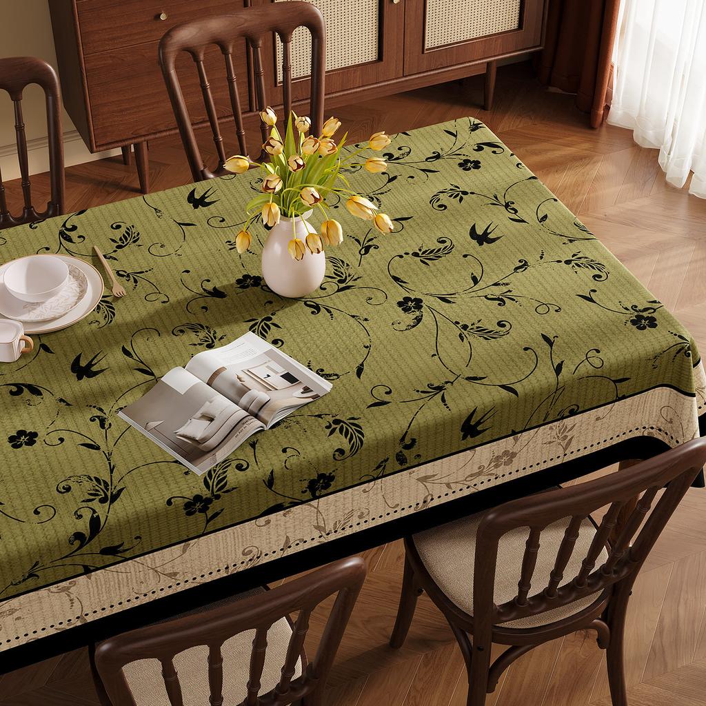 Vintage Mid Century Tischdecke Wasserdicht Ölbeständig Hitzebeständig Leinenoptik Rechteck Esstischdecke Abwischbar Französisch Retro Küchen-Dekoration