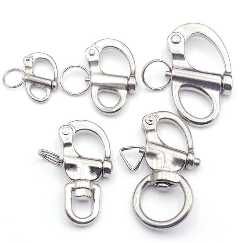 Stainless steel 316 ring rotating spring release buckle, hand pulled quick release release release buckle, marine yacht accessor
