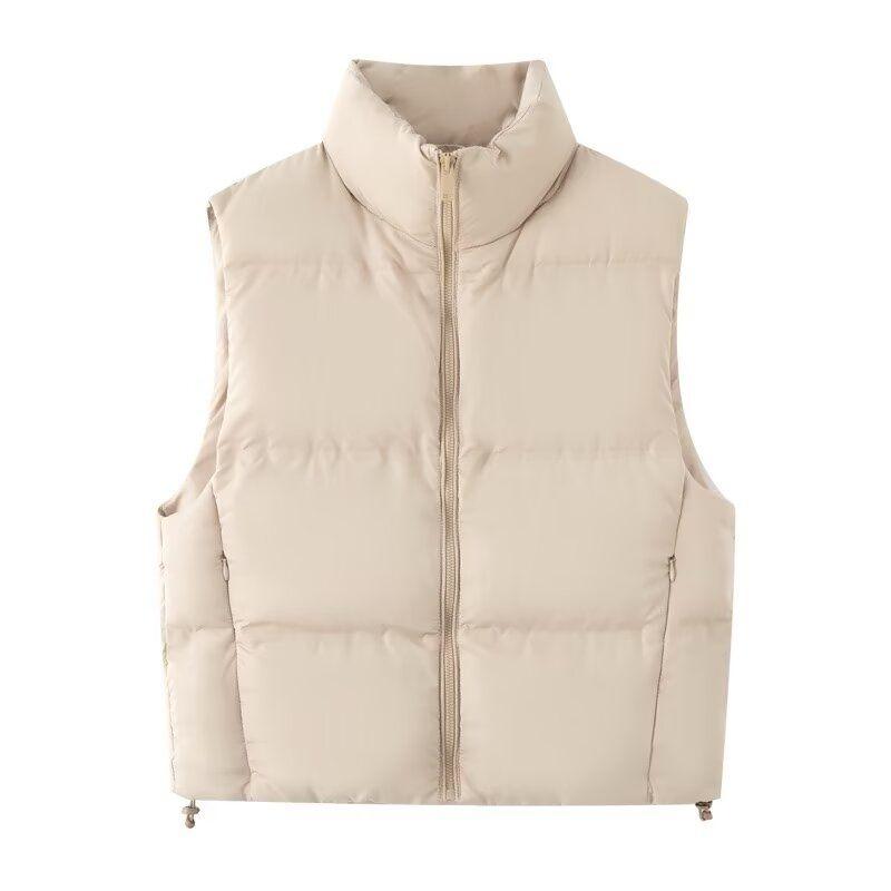 Zbzr Autumn New Women Clothes Western Style Multi-Color Stand Collar Sleeveless Warm Cotton-padded Jacket Vest Vest 3046224