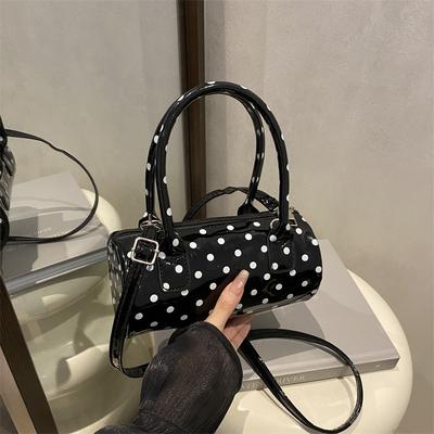 Cilindrische Koreaanse Stijl Polka Dot Handtas Mini Dagelijkse Casual Schoudertas Dames Schattig Elegante Onderarmtas Crossbody Tas