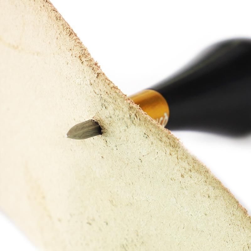 1pc Handmade DIY Leather Hole Punch Awl Tool,  Black Handle Diamond Chopping Puncher, Leather Perforation Sewing Craftwork Tool