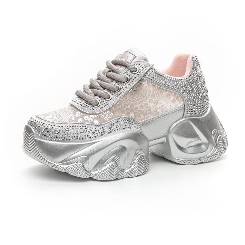 Netz-Dad-Schuhe Frühling und Sommer Neue Strass-Plateau Kleine Freizeit-Sportschuhe