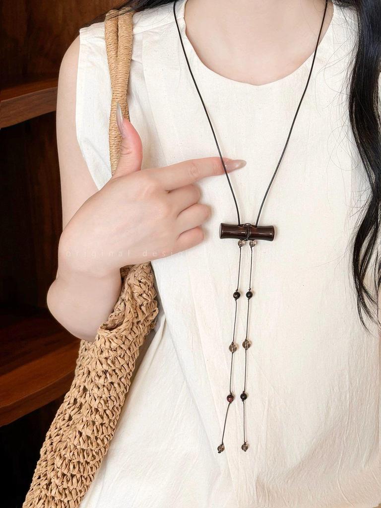 Mori Acorn-Style Ethnic Necklace: Handmade Woven Cotton & Linen Unisex Apparel Accessory