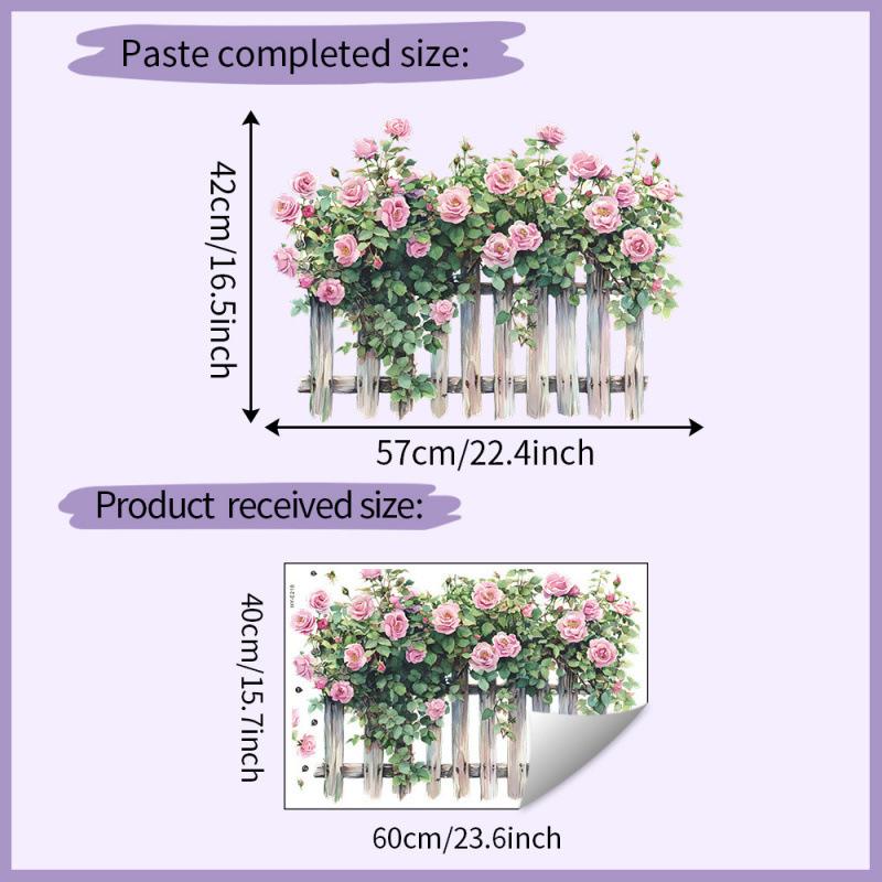 Забор с цветами розы Спальня Гостиная Прихожая Шкаф Окно Домашний Декор Стена Обои Самоклеящиеся ПВХ