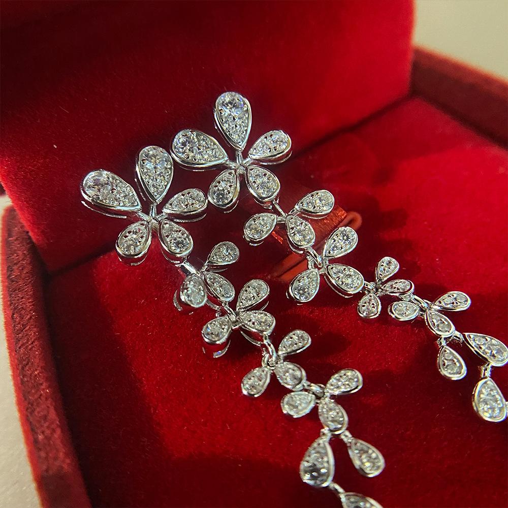 Gica Gema Pendientes de diamantes con alto contenido de carbono Plata de ley 925 Pendientes colgantes de 47 mm Diseño único Joyería fina romántica Regalos de fiesta de bodas Nueva tendencia