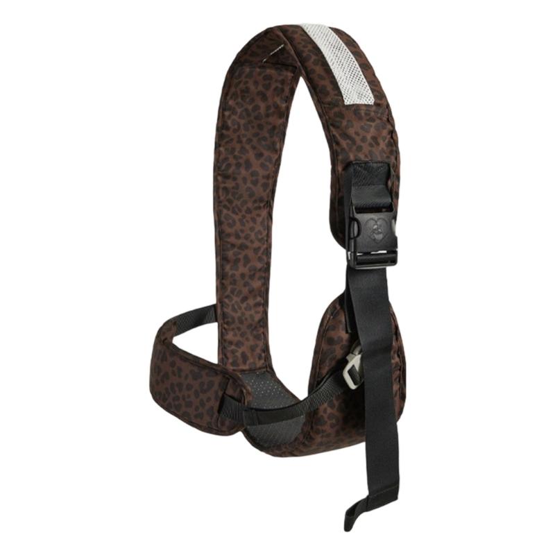 Comfortable Infant Back Support Carrying Strap With Leopard Print Design Breathable Fabric Safety Locks For Daily Use