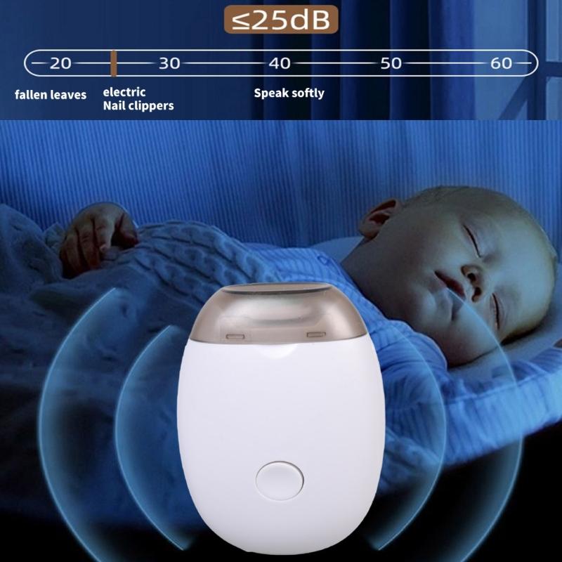 Baby Safe Electric Nails Trimmer USB Charging Night Lamp Function 3 Speed Setting for Infants and Kids White