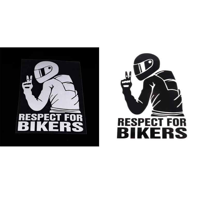 Motorcycle Reflector Sticker Decal Waterproof Helmet Reflective Stickers Motorcycle Car Red Respect for Bikers Vinyl 3D Stickers