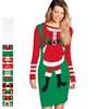 Stylish Knitted Christmas Elf Jumper Dress For Women With Classic Print Design
