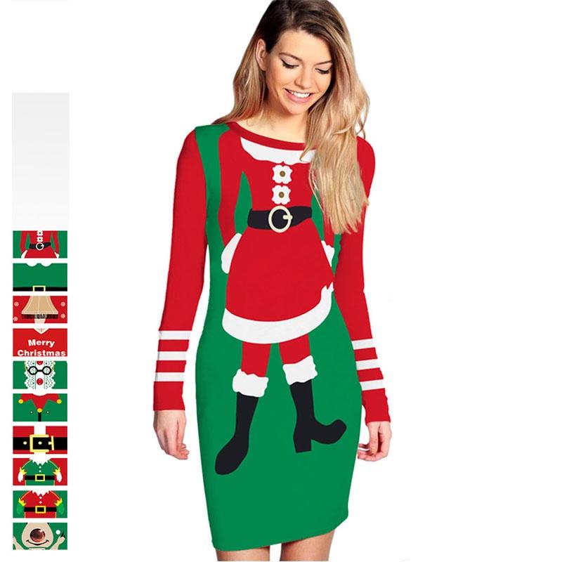 Stylish Knitted Christmas Elf Jumper Dress For Women With Classic Print Design