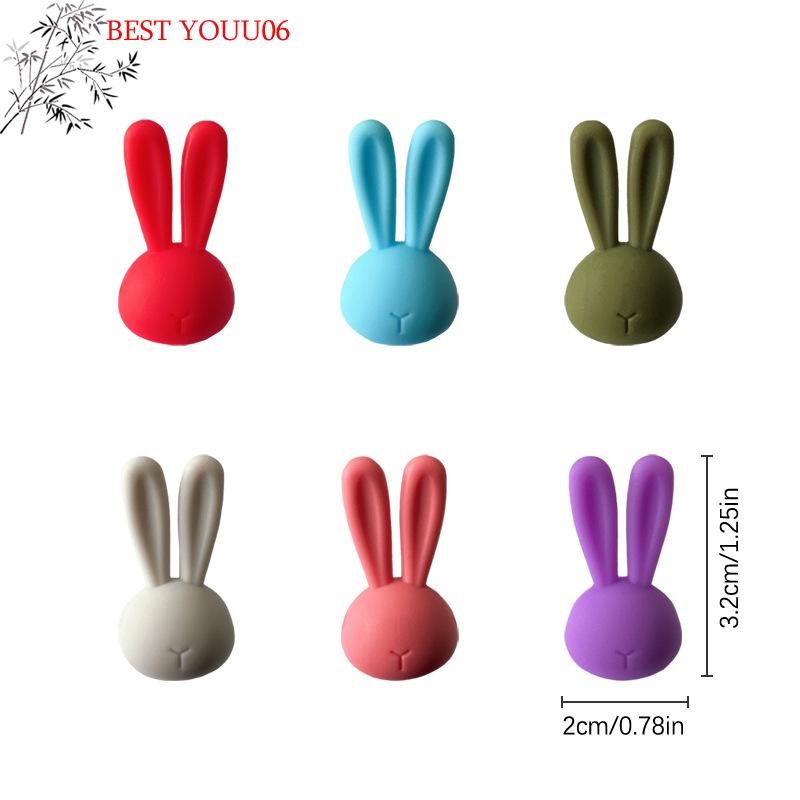 Hot 6Pcs Wine Glass Marker Creative 3D Rabbit Ears Silicone Drink Charms Wine Identifier For Champagne Cocktails