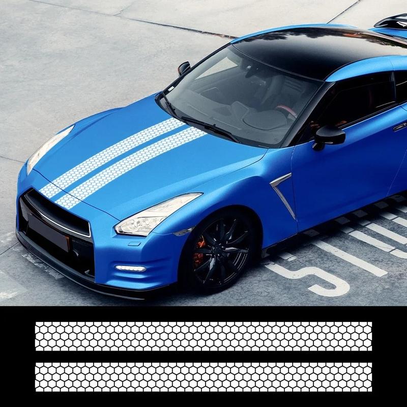 2PCS Honeycomb Graphics Car Engine Hood Stickers Racing Car Body Vinyl Decals Self-adhesive Auto Decoration Stickers Accessories