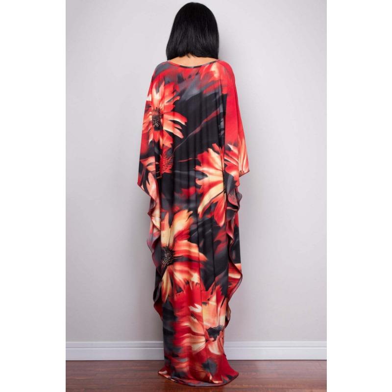 Mote for kvinner Vår Høst Fargeblokkprint Langermet V-hals Løs Midje Hverdagskjoler