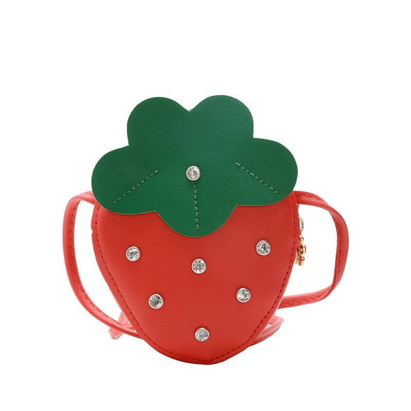Fashion Coin Purse Cartoon Strawberry Wallet Children's Crossbody Bag Cute Diamond Strawberry Decoration Coin Purse