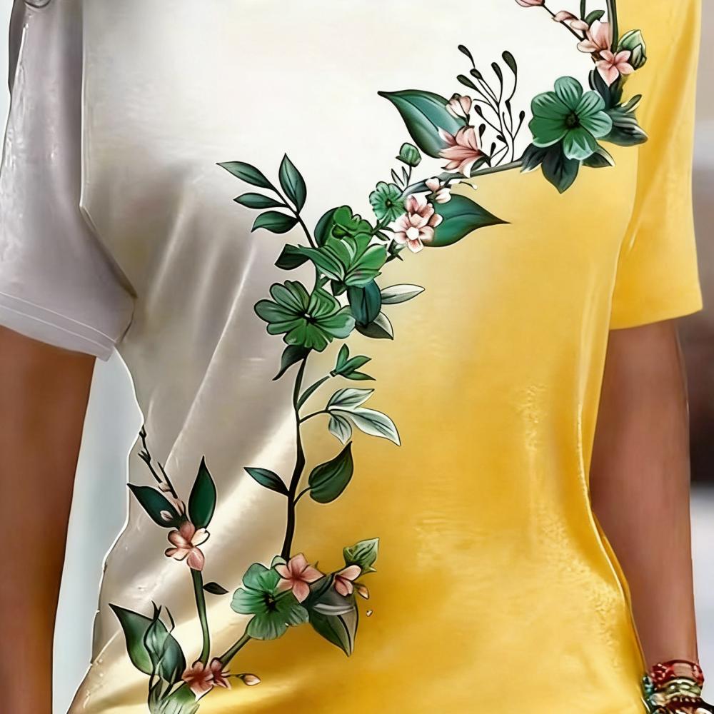 Summer Women's 3D Printed Crew Neck T-Shirt Fashion Versatile Breathable Trend Casual