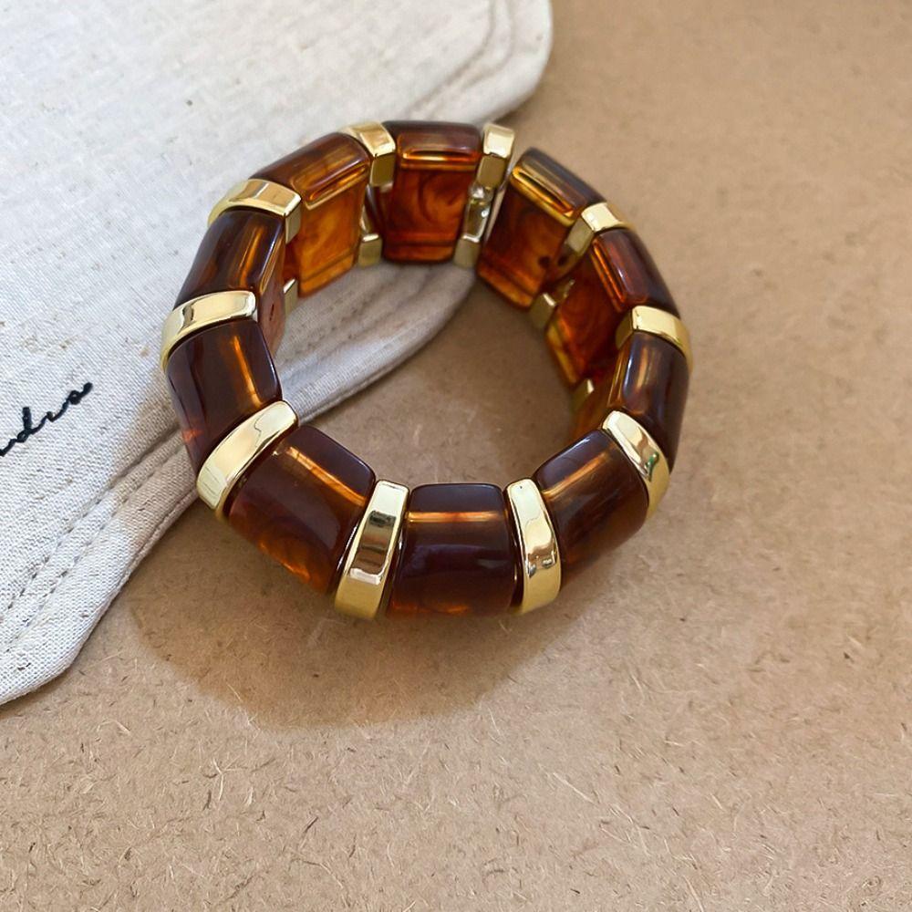 Europe American Style Elastic Bracelet Resin Exaggerated Bracelet Unique Acrylic Bangle Gift