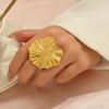 New Geometric Women's Jewelry Niche Smooth Pleated Hammer Design Open Ring