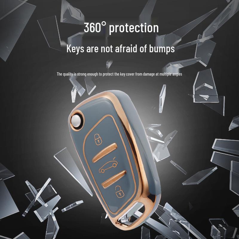 Schlüsseletui mit Goldrand für Citroen, Honda, Toyota, Dongfeng, Peugeot 308