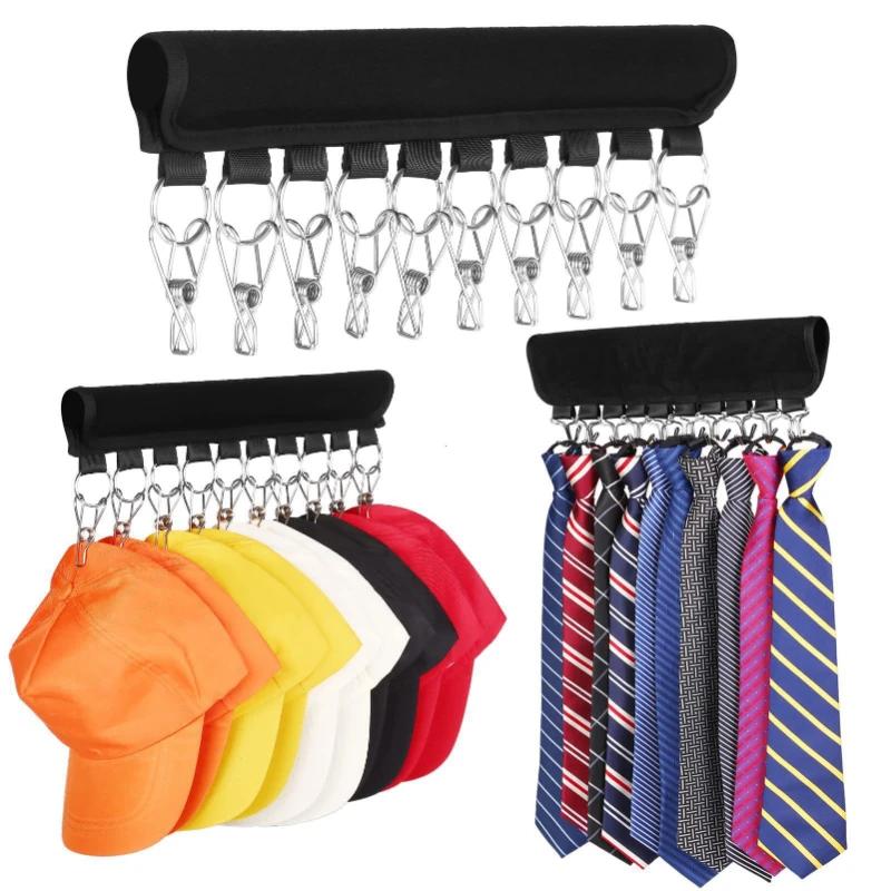 10 Clips Hüte Organizer Rack Hängendes Schirmmützen Schal Aufbewahrungsregal Kleiderbügel Multifunktionaler Schrank Garderoben Aufbewahrungshalter