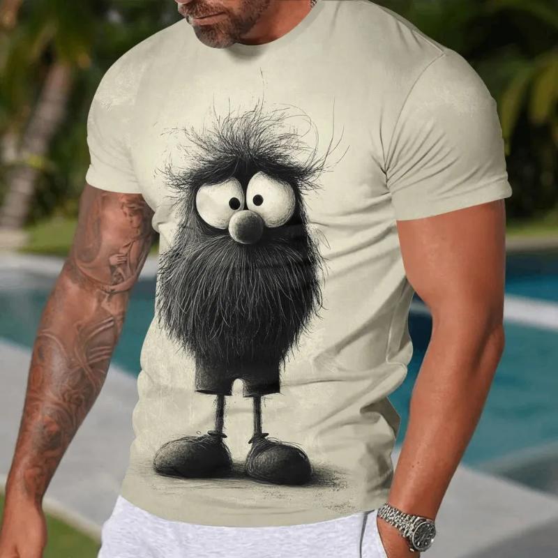 Fashion Men's Crew Neck Short Sleeve 3D Animal Color Printing Animal Short Sleeve Crew Neck T-Shirt