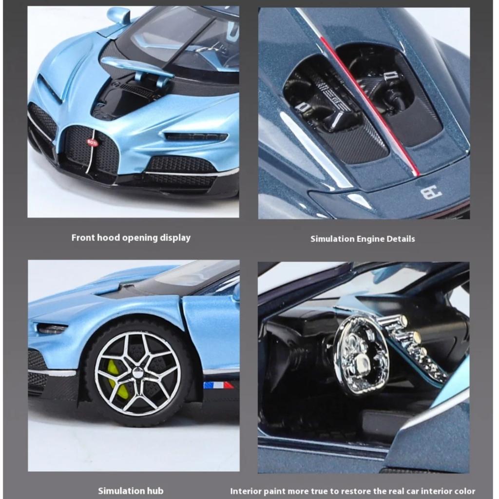 1/32 Scale Bugatti Tourbillon Alloy Super Sports Car Model, with Sound and Light Children's Toy Car, Suitable for Giving Gifts To Boys
